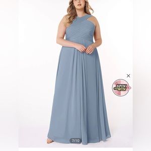 Azazie dusty blue A16 bridesmaid kaleigh dress